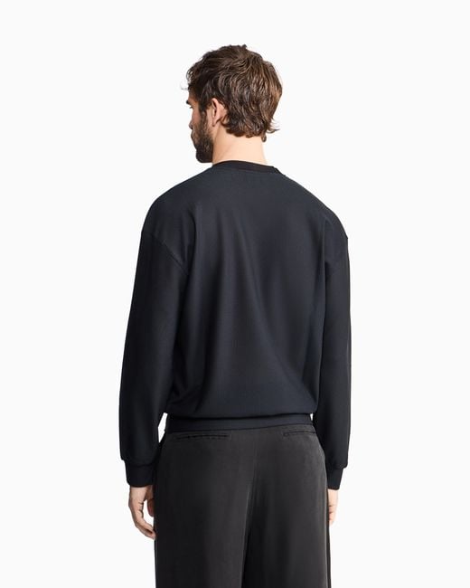 Giorgio Armani Blue Technical Waffle Sweatshirt for men