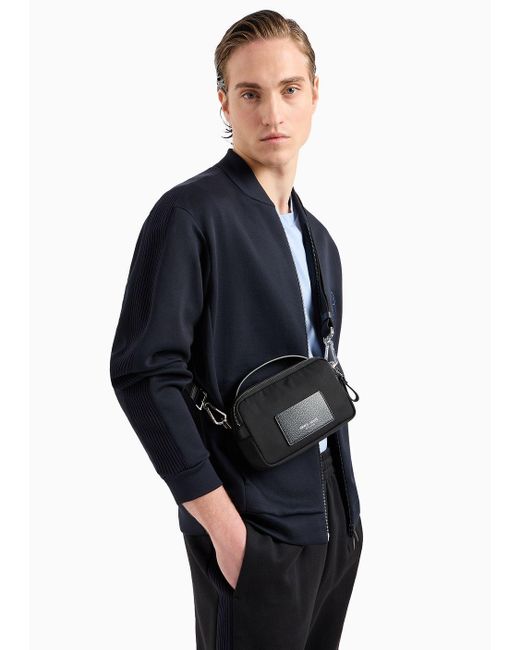 Giorgio Armani Crossbody Bag Im Mini-format Aus Nylon Und Leder in Black für Herren