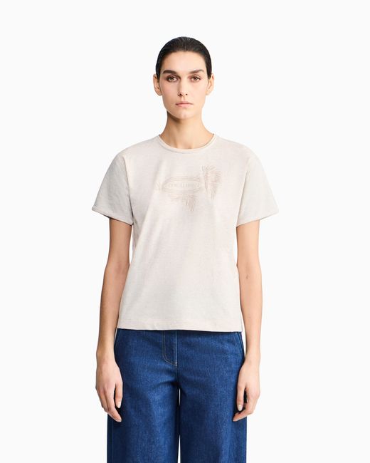 Giorgio Armani White Cotton-Blend Jersey Crew-Neck T-Shirt Denim Collection