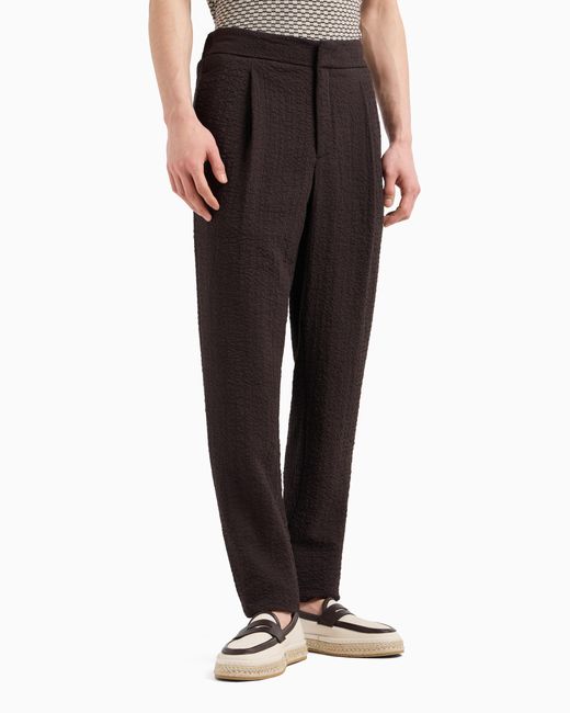Giorgio Armani Black Single-Pleat Stretch-Wool Trousers for men