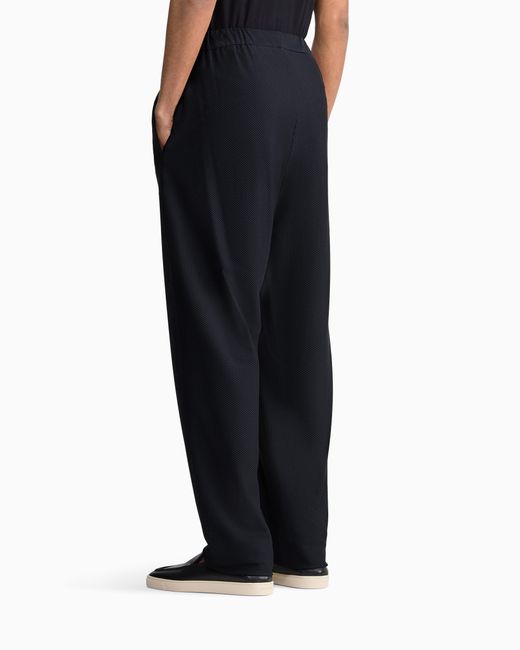 Giorgio Armani Blue Technical Waffle Flat-Front Trousers for men