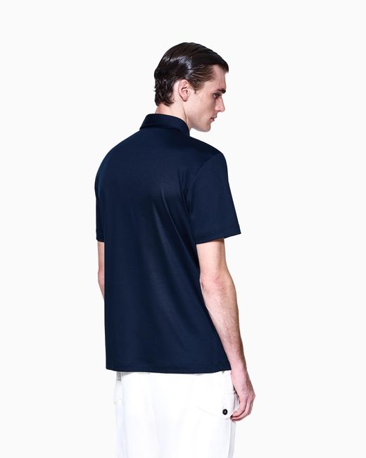 Giorgio Armani Blue Interlock Polo for men