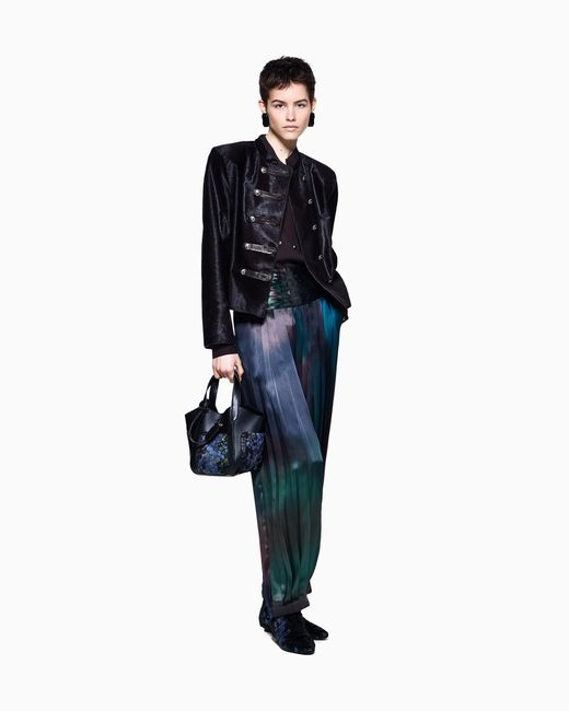 Giorgio Armani Blue Triple Silk Georgette Shirt