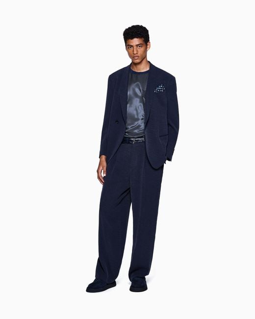 Giorgio Armani Blue Cupro Blend Jacquard Suit for men
