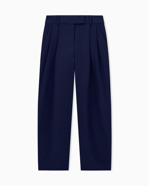 Giorgio Armani Blue Trousers Wide-Leg With Double Pleats