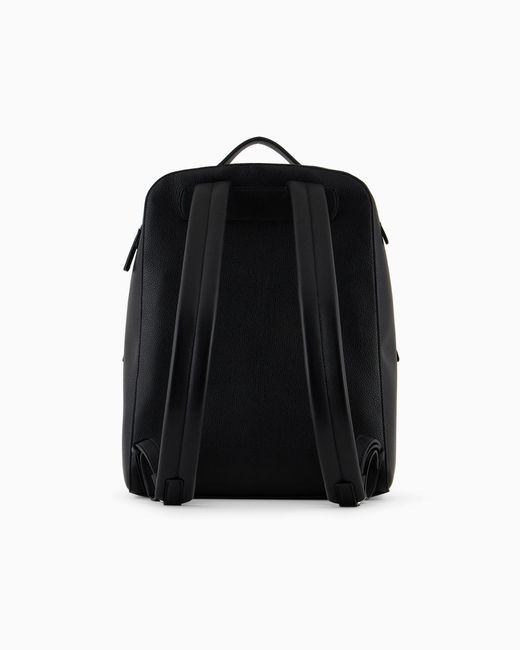 Giorgio Armani Black Round Leather Backpack for men