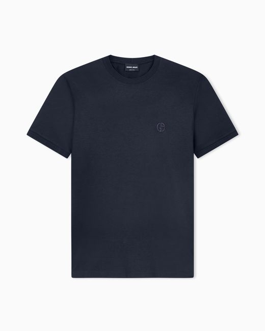 Giorgio Armani Blue Oversized Silk, Linen And Cotton T-Shirt for men