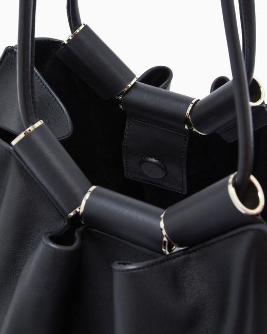 Giorgio Armani Black Large Nappa Leather Shopper