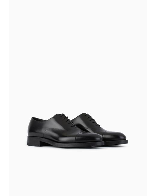 Giorgio Armani Black Gradient Leather Oxford Shoes for men