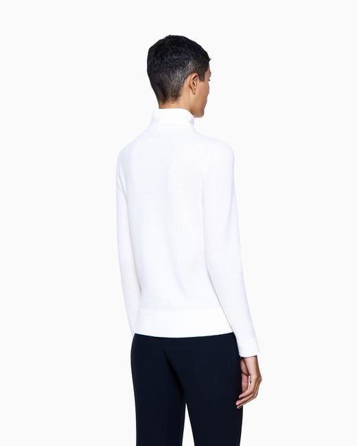 Giorgio Armani White Pure Cashmere Cowl-Neck Jumper