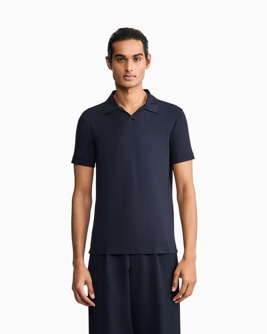 Giorgio Armani Blue Stretch Polo for men