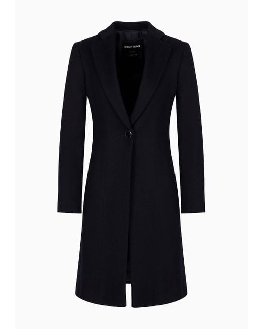 Giorgio Armani Blue Pure Cashmere Single-breasted Coat