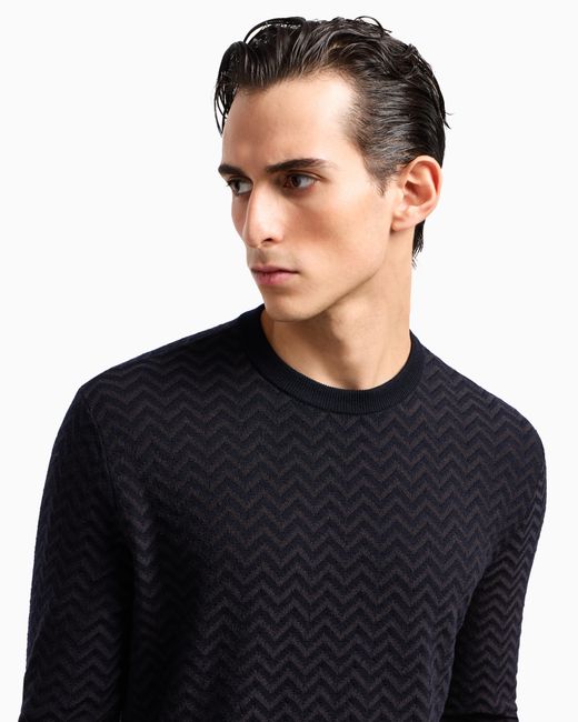 Maglia Girocollo di Giorgio Armani in Blue da Uomo