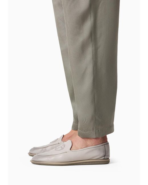 Giorgio Armani Gray Jacquard Viscose-blend Single-darted Trousers for men
