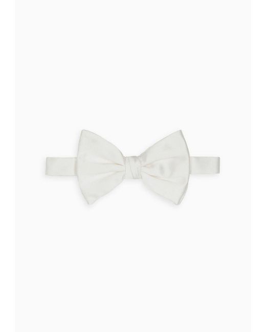 Giorgio Armani White Large, Pure Silk Knotted Bow Tie for men
