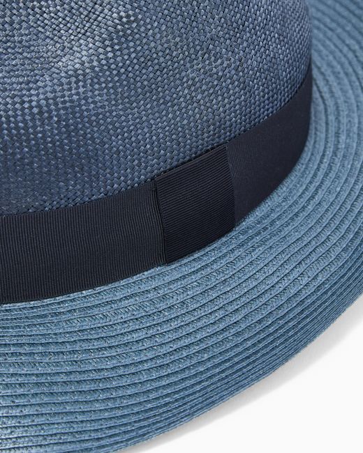 Giorgio Armani Blue Straw Hat for men