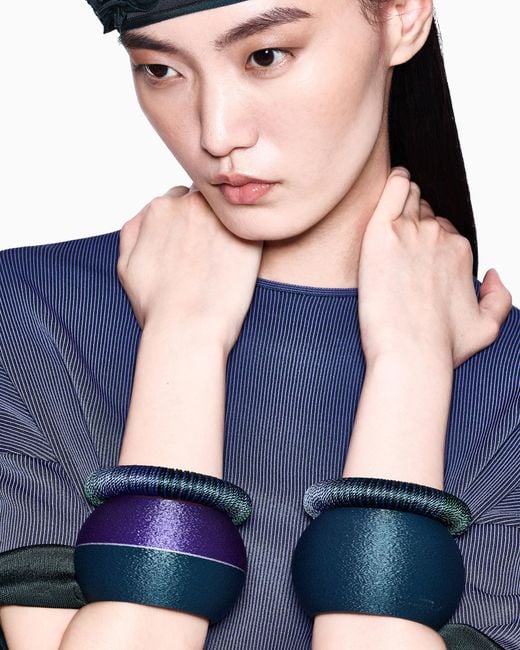 Giorgio Armani Blue Fabric-Covered Bangle