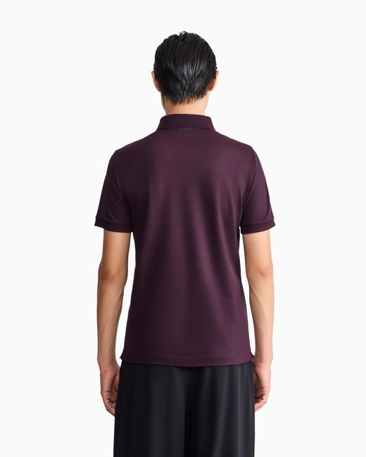 Giorgio Armani Blue Pure Virgin-Wool Piqué Polo Shirt for men