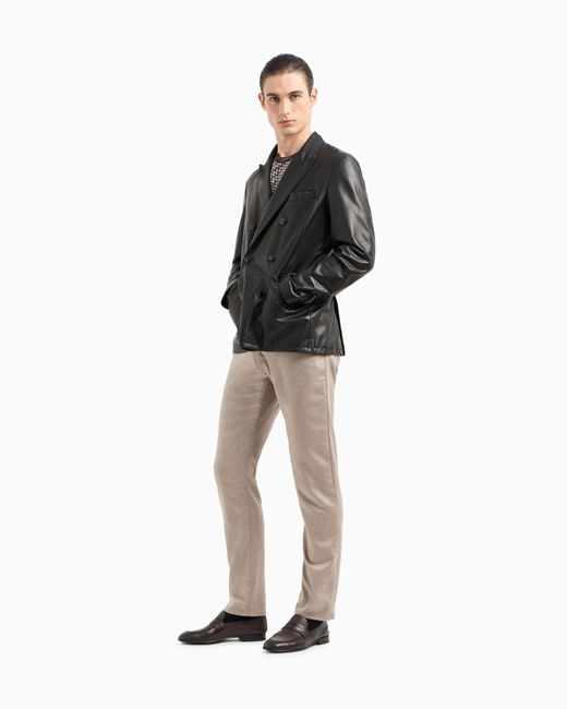 Giorgio Armani Gray Regular-Fit Five-Pocket Cotton-Denim And Silk Trousers for men