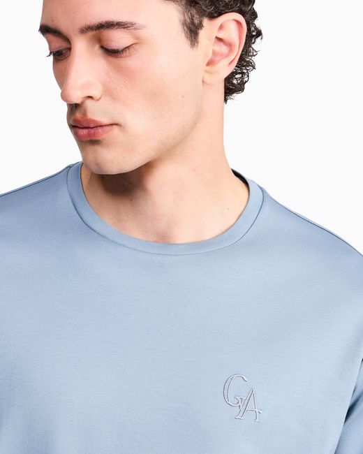 Giorgio Armani Blue T-Shirt Regular Fit Organic Cotton Interlock Jersey for men