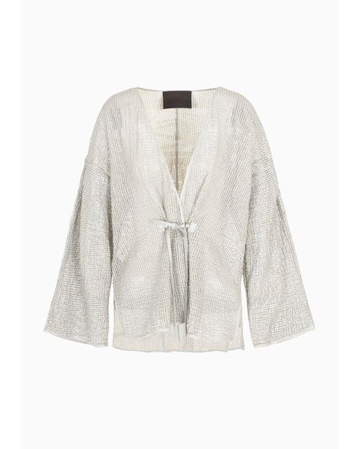 Giorgio Armani White Lamé Nappa-leather Jacket