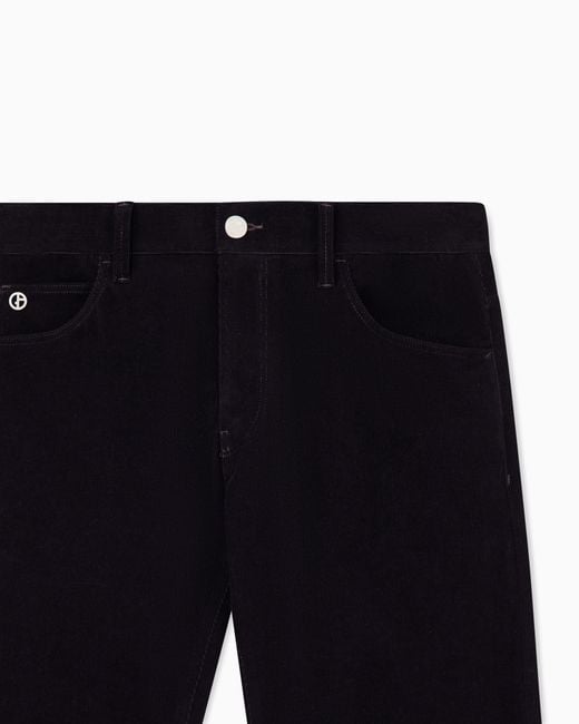 Giorgio Armani Blue Five-Pocket Corduroy Trousers for men