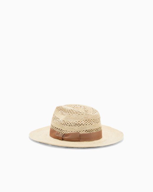 Giorgio Armani White Perforated Straw Hat for men