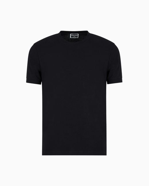 Giorgio Armani T-Shirt Mit Rundhalsausschnitt Icon Aus Viskosejersey Mit Stretchanteil in Black für Herren
