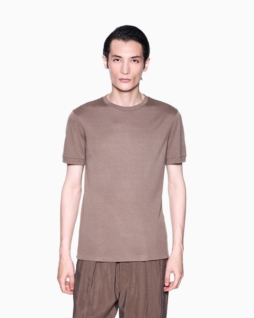 Pull Icon À Col Ras-Du-Cou Et Manches Courtes En Interlock De Cachemire Giorgio Armani pour homme en coloris Pink