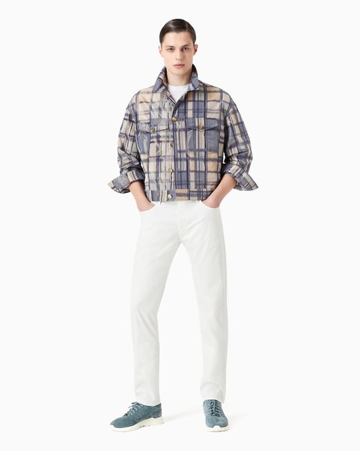 Pantalones Regular Fit De Cinco Bolsillos De Algodón Elástico Giorgio Armani de hombre de color White