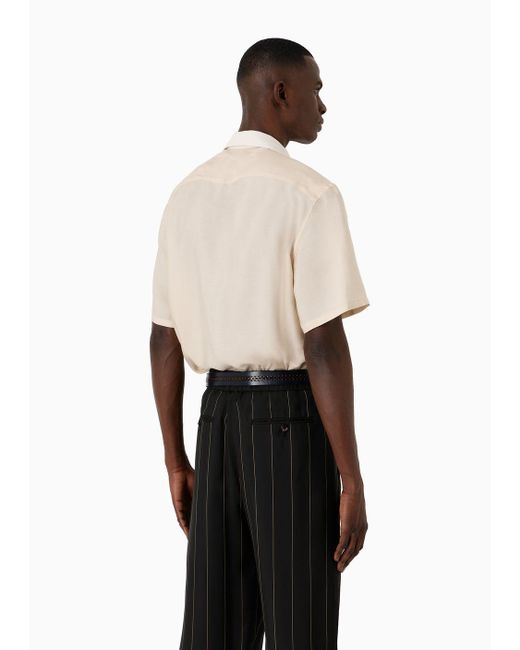 Giorgio Armani Natural Short-sleeved, Lyocell And Silk Shirt for men