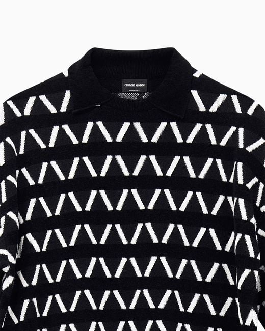Giorgio Armani Black Sweater Oversized Jacquard for men