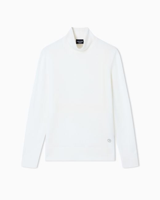 Giorgio Armani White Pure Cashmere Cowl-Neck Jumper
