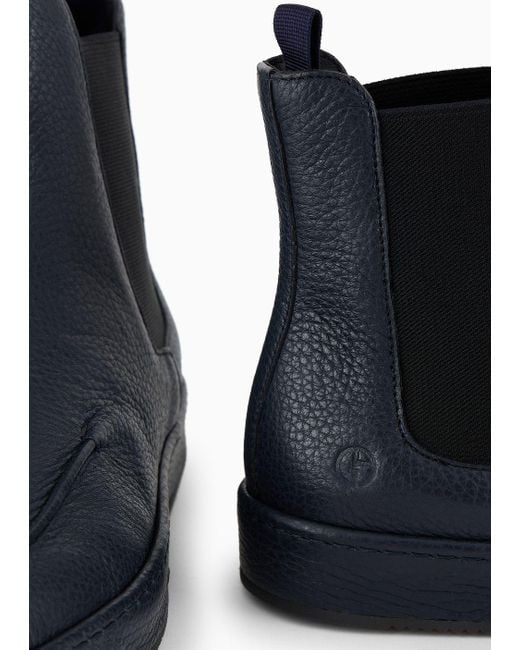 Giorgio Armani Blue Deerskin Ankle Boots for men