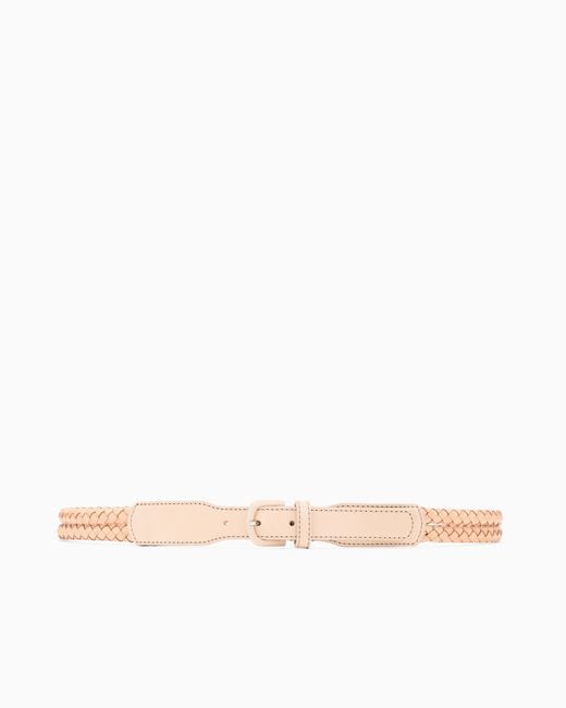 Giorgio Armani White Woven Leather Belt for men