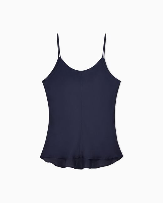 Giorgio Armani Blue Silk Charmeuse Top