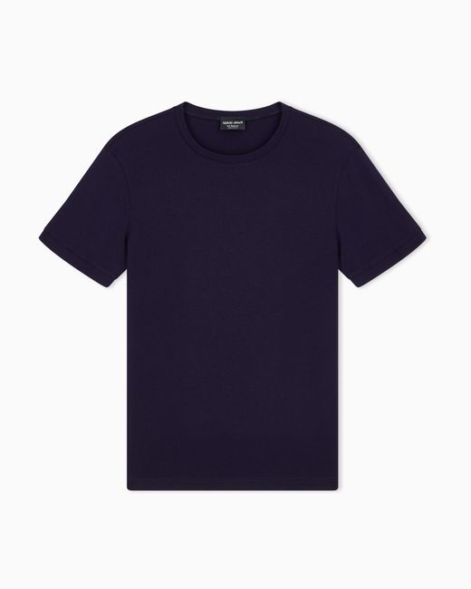 Giorgio Armani Blue Crew-Neck, Short-Sleeved Jumper for men