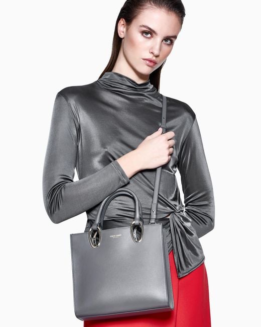 Giorgio Armani Gray Leather Shopper Bag