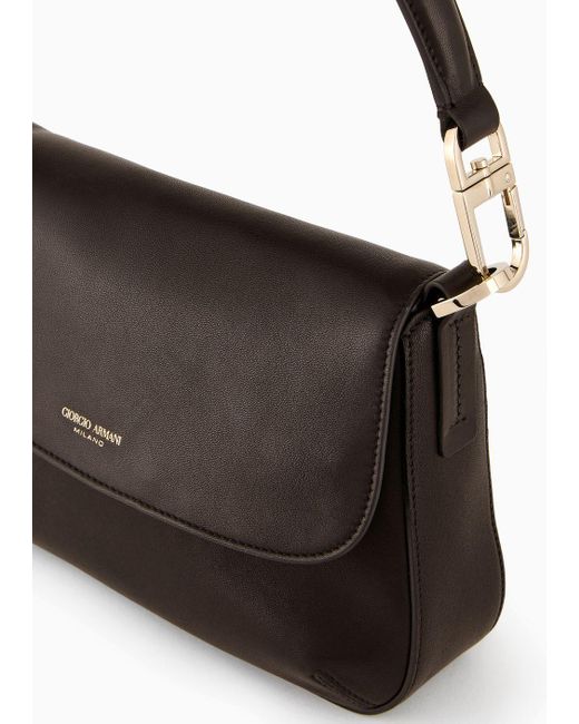 Giorgio Armani Black Small La Prima Soft Baguette Bag In Nappa Leather