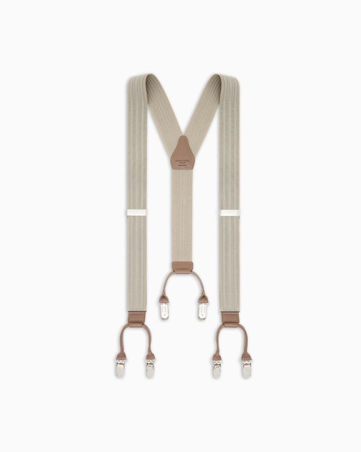 Giorgio Armani White Webbing And Leather Braces for men