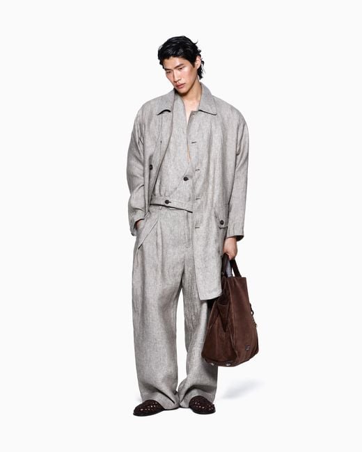 Chaleco De Lino Jaspeado Giorgio Armani de hombre de color Gray