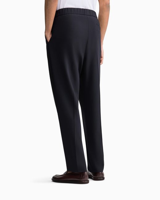 Giorgio Armani Black Single-Pleat, Pure Virgin Wool Crêpe Trousers for men