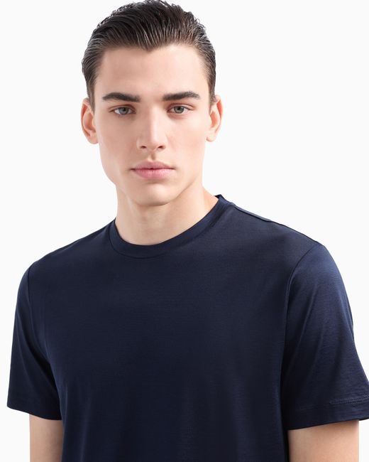 Camiseta De Punto Jersey De Mezcla De Seda Y Algodón Giorgio Armani de hombre de color Blue