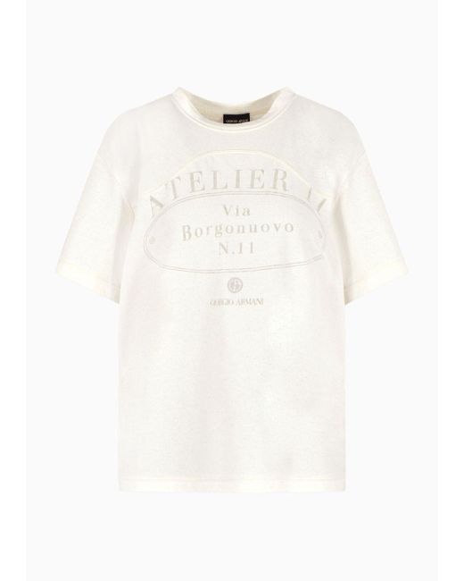 Denim Collection T-shirt Over In Jersey Di Misto Cotone di Giorgio Armani in White