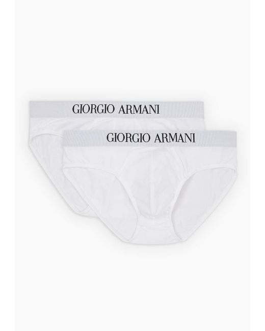 Giorgio Armani White Two-pack Of Stretch Cotton Briefs for men