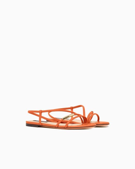 Giorgio Armani White Flat Leather Sandals
