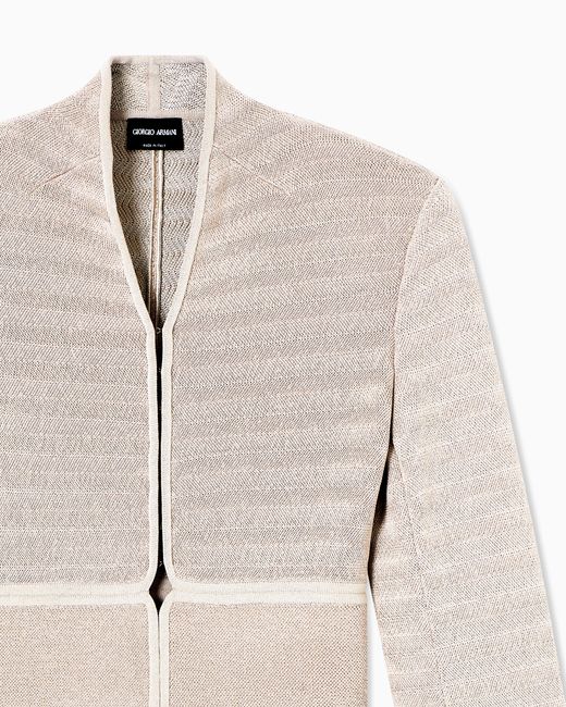 Giorgio Armani Natural Ottoman-Effect Viscose-Blend Knit Jacket