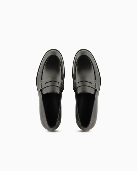 Giorgio Armani White Leather Loafers for men