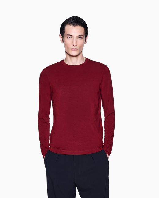 Giorgio Armani Red Long Sleeve Jumper for men