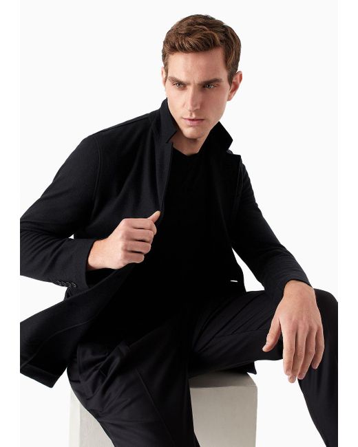Giorgio Armani Black Icon Single-breasted Jacket In Pure Cashmere Jersey Cloth for men